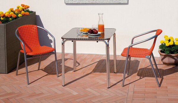 Tavolo Quadrato Impilabile da Giardino in Alluminio e Acciaio 70x70 cm Vorghini