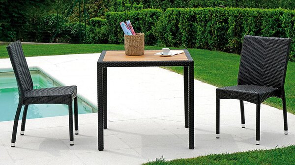 Tavolo Quadrato da Giardino 80x80 cm in Wicker Vorghini Orleans Wengé