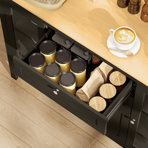 HOMCOM Buffet mobile contenitore 1 armadio doppia anta 2 armadi con anta in vetro 2 cassetti ripiano regolabile 120x40x90cm nero | Aosom Italy