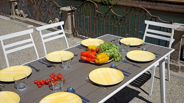 Tavolo Rettangolare da Giardino 180x90 cm in Alluminio Vorghini Ceriale Grigio Scuro
