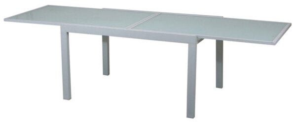 Tavolo Allungabile da Giardino in Alluminio Piano in Vetro Vorghini Selinunte Bianco