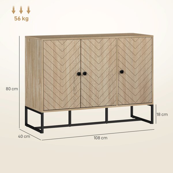 HOMCOM Buffet per soggiorno mobile contenitore armadio cucina con 2 ante e ripiani regolabili 108 x 40 x 80 cm, rovere | Aosom Italy