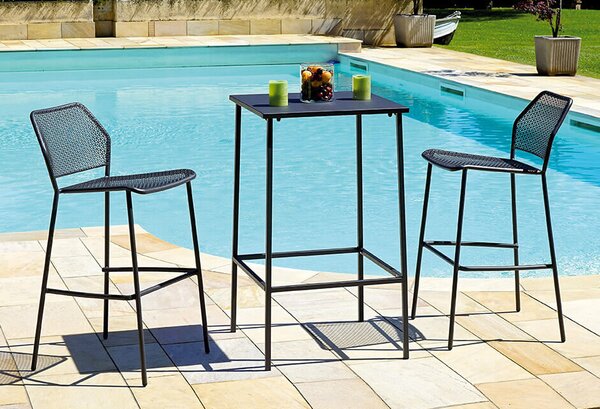 Tavolino Quadrato Alto da Giardino 60x60 cm in Ferro Vorghini Angera Antracite