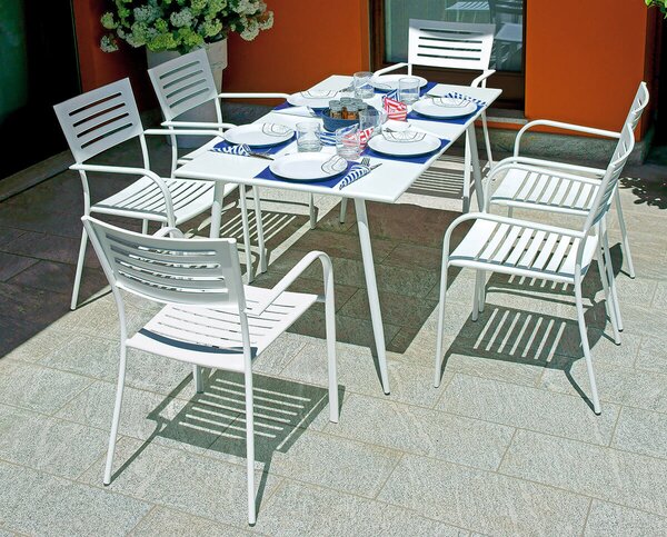 Tavolo Rettangolare da Giardino 140x80 cm in Ferro Vorghini Messina Bianco