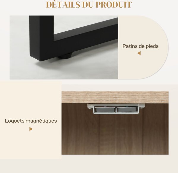 HOMCOM Buffet per soggiorno mobile contenitore armadio cucina con 2 ante e ripiani regolabili 108 x 40 x 80 cm, rovere | Aosom Italy