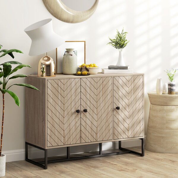 HOMCOM Buffet per soggiorno mobile contenitore armadio cucina con 2 ante e ripiani regolabili 108 x 40 x 80 cm, rovere | Aosom Italy