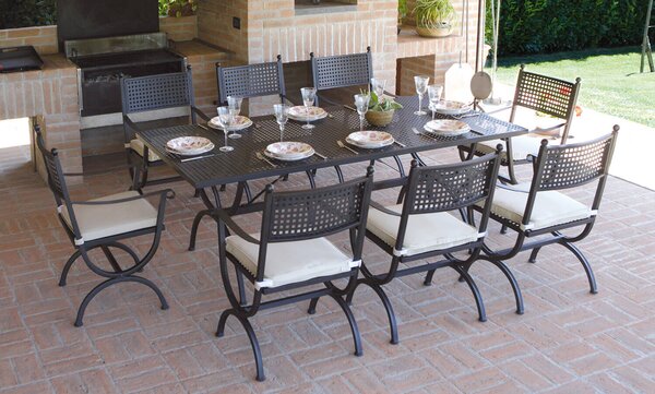 Tavolo Rettangolare da Giardino 200x100 cm in Ferro Vorghini Lugano Nero