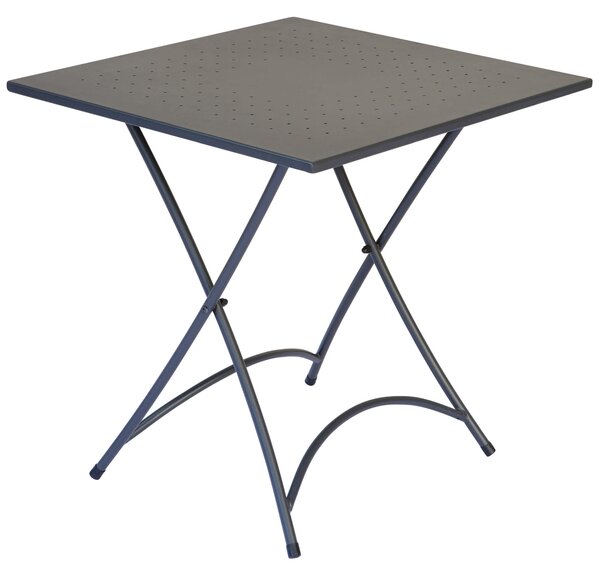 Tavolino Quadrato Pieghevole da Giardino 70x70 cm in Ferro Vorghini Orta Antracite
