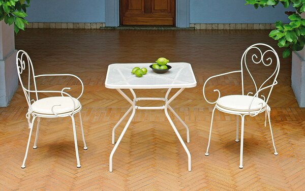 Tavolo Quadrato da Giardino 70x70 cm in Ferro Vorghini Bardolino Avorio