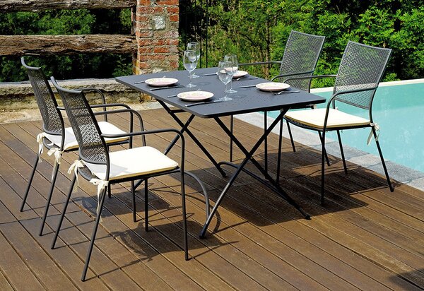 Tavolo Rettangolare da Giardino 120x80 cm in Ferro Vorghini Orta Antracite