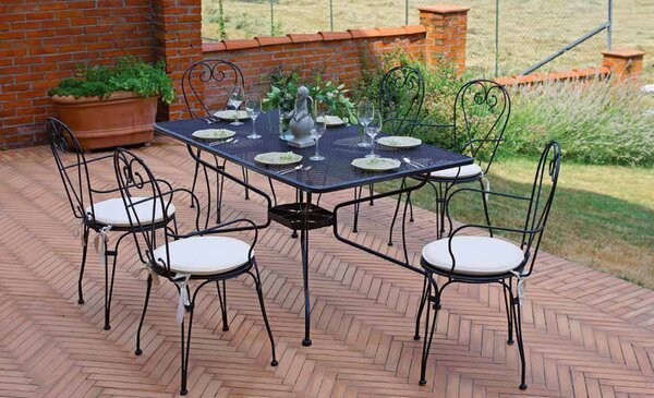 Tavolo Rettangolare da Giardino 150x90 cm in Ferro Vorghini Cannobio Nero