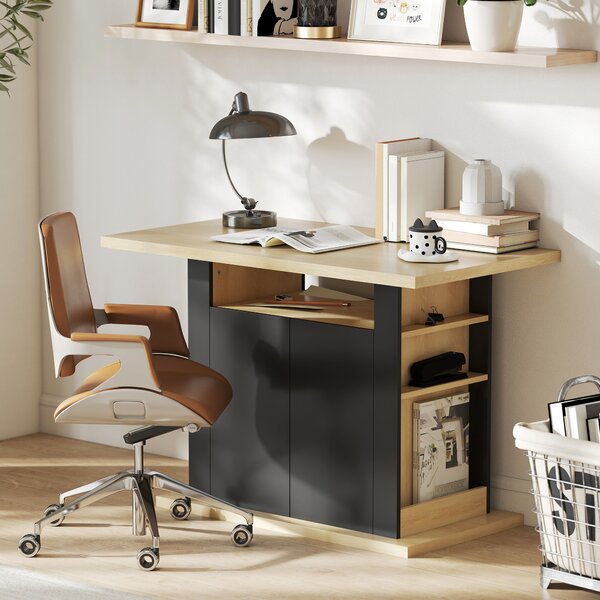 HOMCOM Tavolo da pranzo isola centrale cucina con ampio piano 4-6 persone armadio 4 ante 110 x 70 x 75,5 cm nero | Aosom Italy