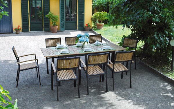 Tavolo Rettangolare Allungabile da Giardino 210x90 cm Voghini Vigo Nero