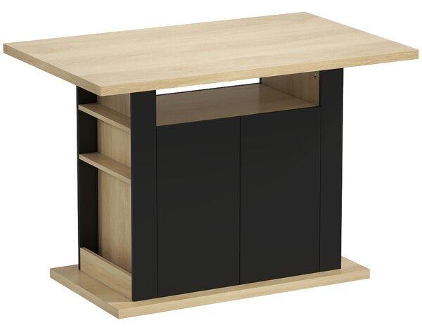 HOMCOM Tavolo da pranzo isola centrale cucina con ampio piano 4-6 persone armadio 4 ante 110 x 70 x 75,5 cm nero | Aosom Italy
