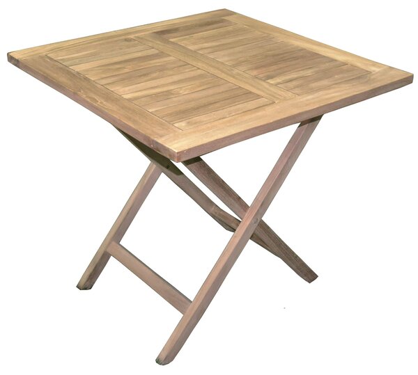 Tavolo Quadrato Pieghevole da Giardino 80x80 cm in Legno Teak Vorghini Vulcano