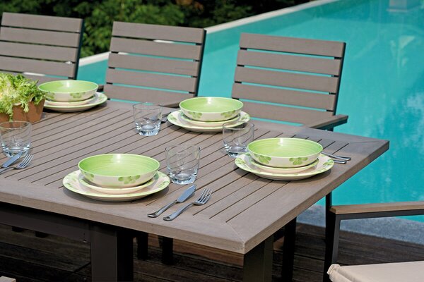 Tavolo Rettangolare Allungabile da Giardino 280x100 cm Voghini Monterosso Grigio