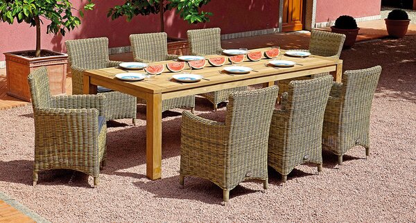 Tavolo Rettangolare da Giardino 250x100 cm in Legno Teak Riciclato Vorghini Papua