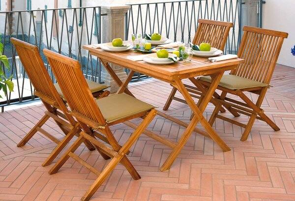 Tavolo Rettangolare Pieghevole da Giardino 120x70 cm in Legno Teak Vorghini Lipari
