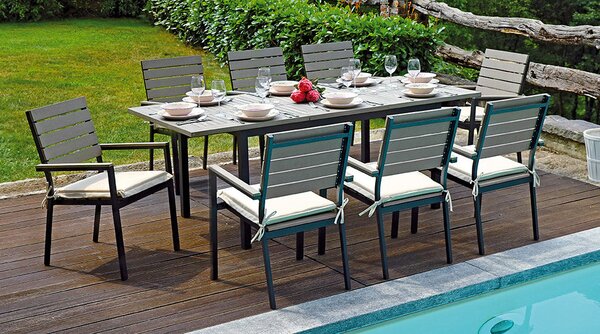 Tavolo Rettangolare Allungabile da Giardino 210x90 cm Voghini Riomaggiore Grigio