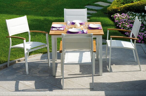 Tavolo Quadrato da Giardino 90x90 cm Vorghini Calvi Avorio