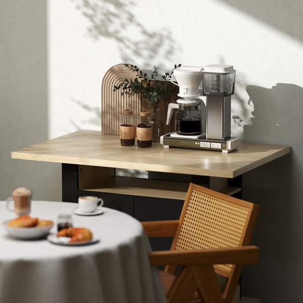 HOMCOM Tavolo da pranzo isola centrale cucina con ampio piano 4-6 persone armadio 4 ante 110 x 70 x 75,5 cm nero | Aosom Italy