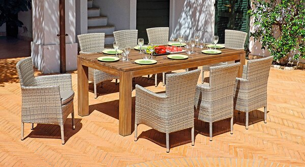 Tavolo Rettangolare da Giardino 200x100 cm in Legno Teak Scurito Vorghini Bali