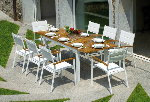 Tavolo Rettangolare Allungabile da Giardino 210x90 cm Voghini Ajaccio Avorio