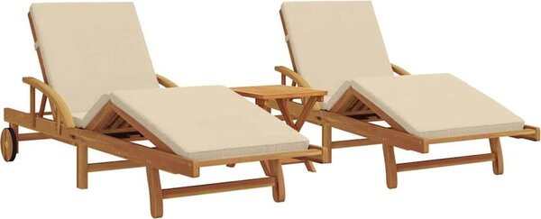 Lettino da sole 3 pcs Beige 200 x 67 x 84 cm
