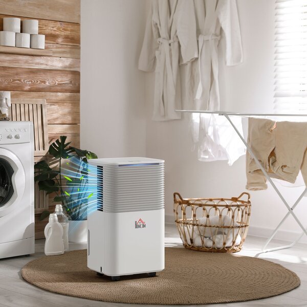HOMCOM Deumidificatore 10 L/giorno Silenzioso con 3 Modalità Display LED Timer 24h Blocco Bambini e Scarico Continuo Bianco | Aosom Italy