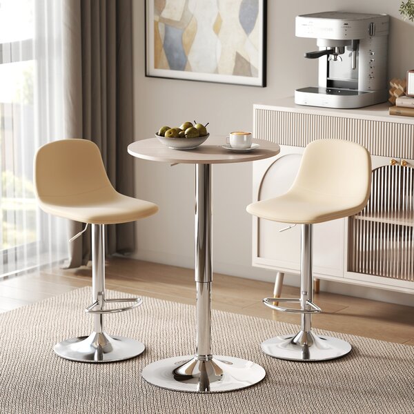 HOMCOM Tavolo da Bar con Altezza Regolabile Girevole 360° Base Rotonda Tavolo Alto da Bar per Cucina Sala da Pranzo Ø60x67-93 cm Naturale | Aosom Italy