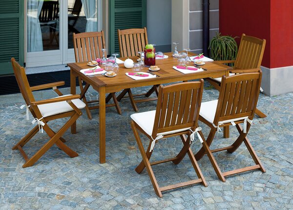 Tavolo Rettangolare da Giardino 150x90 cm in Legno di Acacia Vorghini Granada