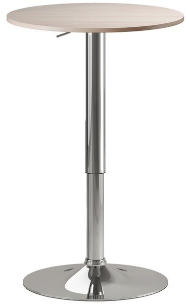 HOMCOM Tavolo da Bar con Altezza Regolabile Girevole 360° Base Rotonda Tavolo Alto da Bar per Cucina Sala da Pranzo Ø60x67-93 cm Naturale | Aosom Italy