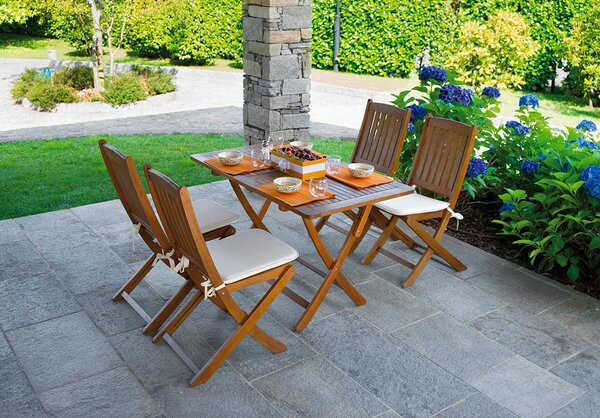 Tavolo Rettangolare Pieghevole da Giardino 120x70 cm in Legno di Acacia Vorghini Cordova