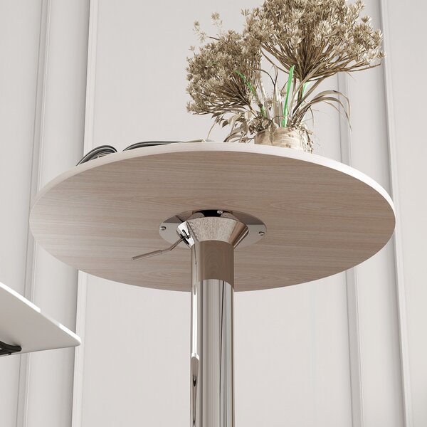 HOMCOM Tavolo da Bar con Altezza Regolabile Girevole 360° Base Rotonda Tavolo Alto da Bar per Cucina Sala da Pranzo Ø60x67-93 cm Naturale | Aosom Italy