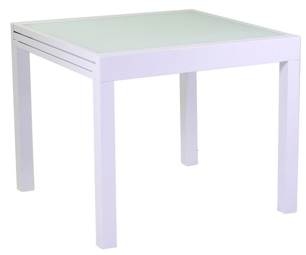 Tavolo Quadrato Allungabile da Giardino 90x90 cm in Alluminio Boise Bianco