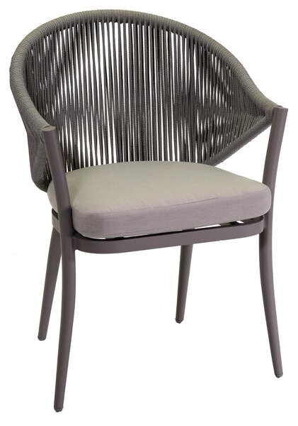 Set da Giardino Tavolo e 6 Sedie in Alluminio e Corda Renton Grigio