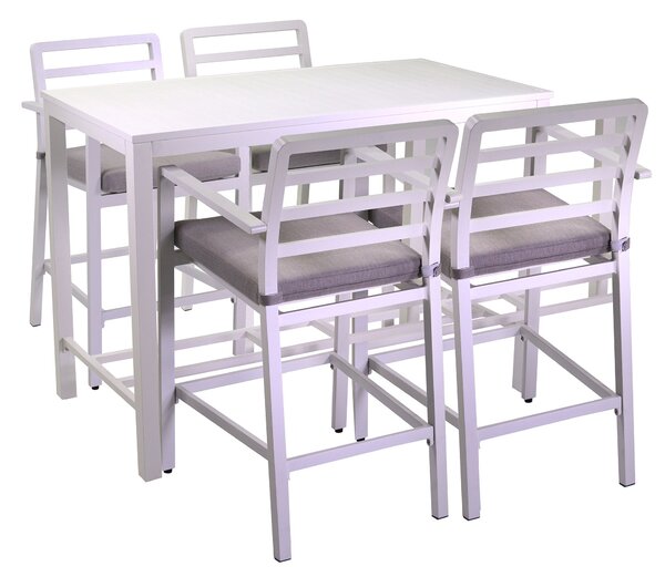 Set da Giardino Tavolo e 4 Sgabelli in Alluminio Boston Bianco