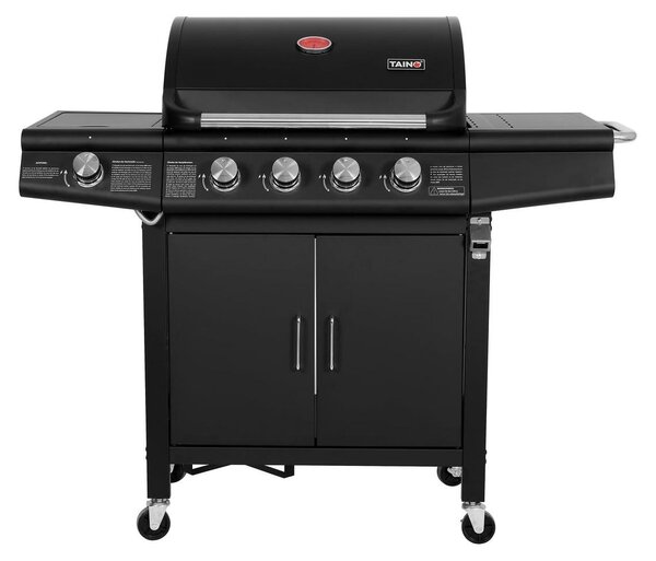 Barbecue a gas - Griglia con 6 bruciatori - 135 x 114 x 54 cm - Nero - Acciaio inox