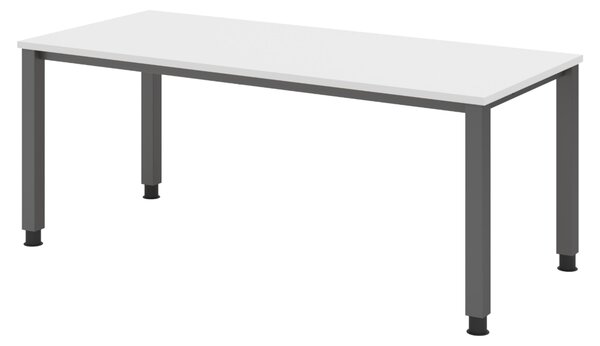 Scrivania bümö Serie Q - Finitura: bianco, struttura: grafite, dimensioni: 180 x 80 cm