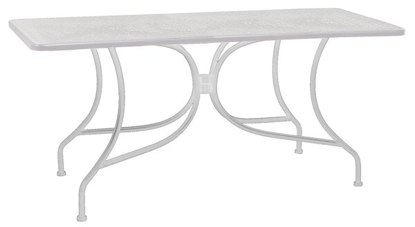 Tavolo Rettangolare da Giardino 160x80 cm in Ferro Ivrea Bianco
