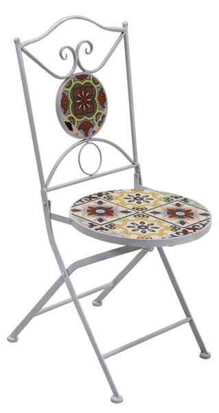 Set da Giardino Pieghevole in Metallo con Tavolo e 2 Sedie Tropea Bianco