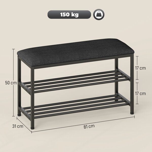 HOMCOM Panca porta scarpe con seduta, panca con contenitore, scarpiera con 2 scomparti aperti, panca 81 x 31 x 50 cm Nero | Aosom Italy