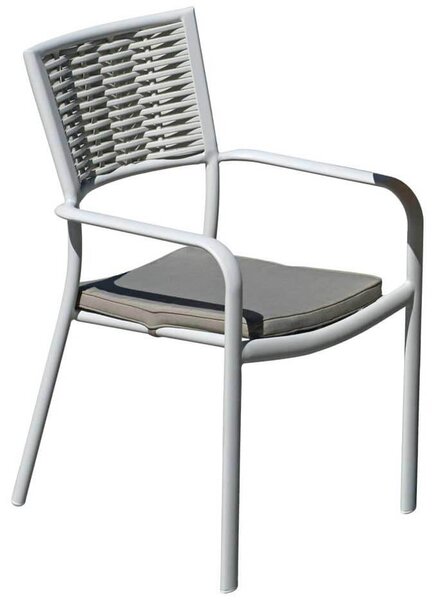 Sedia da Giardino in Alluminio e Wicker con Cuscino Vorghini Avorio