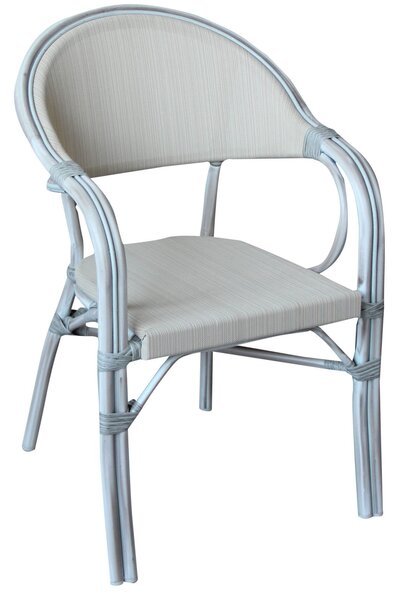 Sedia da Giardino in Alluminio Effetto Legno e Wicker Vorghini Grigio Chiaro