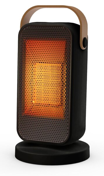 Stufa elettrica con ventola, 1200 W, 3 livelli di riscaldamento, silenziosa, adatta per ambienti di 20 m², colore nero