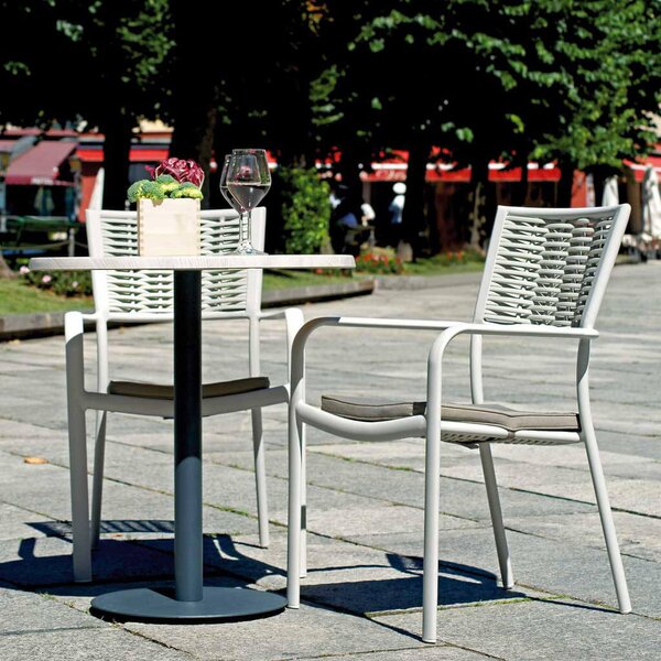 Sedia da Giardino in Alluminio e Wicker con Cuscino Vorghini Avorio