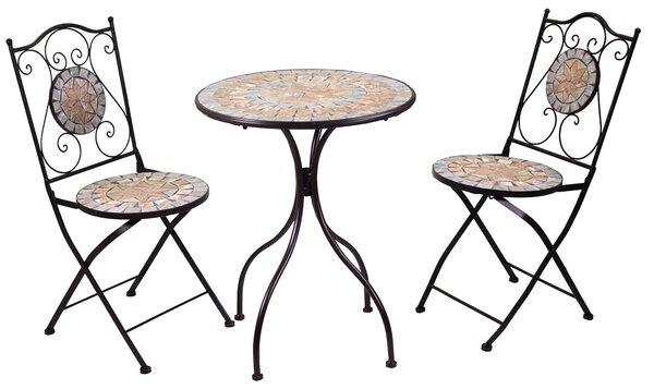 Set da Giardino Pieghevole in Metallo con Tavolo e 2 Sedie Urbino Nero