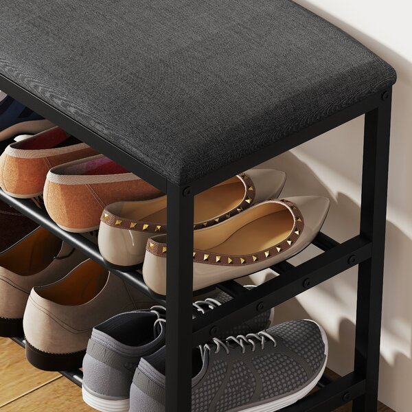 HOMCOM Panca porta scarpe con seduta, panca con contenitore, scarpiera con 2 scomparti aperti, panca 81 x 31 x 50 cm Nero | Aosom Italy