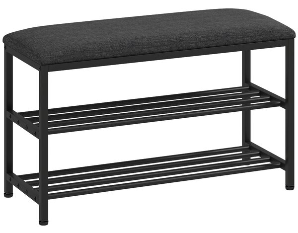 HOMCOM Panca porta scarpe con seduta, panca con contenitore, scarpiera con 2 scomparti aperti, panca 81 x 31 x 50 cm Nero | Aosom Italy