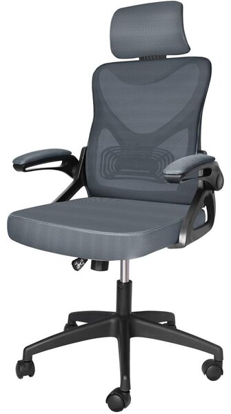 Sedia da ufficio ergonomica con schienale a rete, regolabile, colore grigio